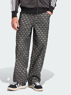 adidas adidas Spodnie dresowe DENIM LOOSE MONOGRAM Czarny Loose Fit