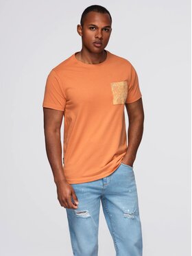Ombre Ombre T-Shirt OM-TSPT-0227 Pomarańczowy Regular Fit