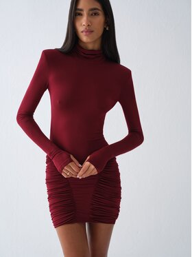 La Mania La Mania Sukienka koktajlowa ORELIS Bordowy Basic Fit