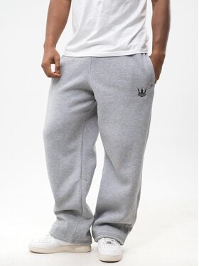 Jigga Wear Jigga Wear Spodnie dresowe Spodnie Dresowe Baggy Szerokie Luźne Męskie Szare Jigga Wear Haft Logo Drawcord L Szary Baggy Fit