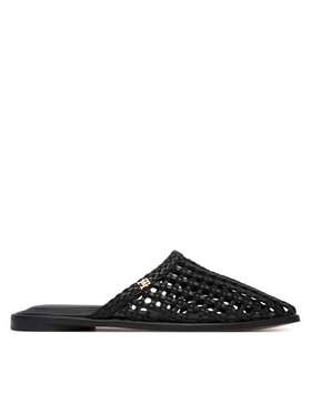 Tommy Hilfiger Tommy Hilfiger Klapki Hilfiger Leather Mix Flat Mule FW0FW09280 Czarny