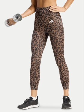 adidas adidas Legginsy Optime Essentials 3-Stripes KZ2520 Brązowy Slim Fit