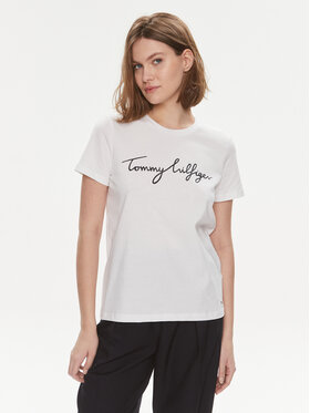 Tommy Hilfiger Tommy Hilfiger T-shirt Signature WW0WW41674 Bijela Regular Fit