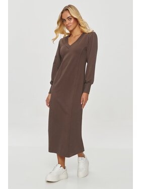 Makadamia Makadamia Sukienka codzienna M848 Brązowy Regular Fit