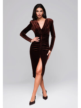 Ombre Ombre Sukienka wieczorowa LA-OM-DLR253 Brązowy Regular Fit