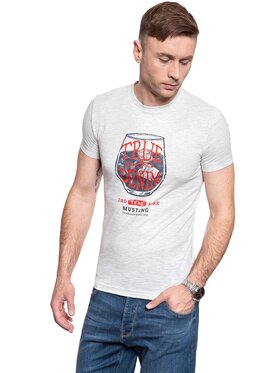Mustang Mustang T-Shirt AARON C PRINT Biały Slim Fit