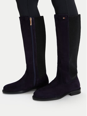 Tommy Hilfiger Tommy Hilfiger Kozaki Enamel Flag Suede High Chelsea FW0FW09574 Granatowy