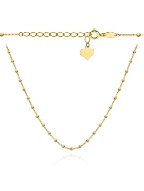 Fugart Fugart Naszyjnik Naszyjnik złoty diamentowane kulki i serce 45cm FUG3-17-N00385-2 Złoty