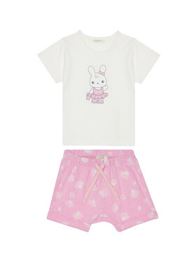 United Colors Of Benetton United Colors Of Benetton Completo T-shirt e pantaloncini 35ZEAK013 Rosa Regular Fit