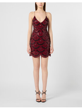 PHILIPP PLEIN PHILIPP PLEIN Koktejlové šaty 31180 Bordó Casual Fit