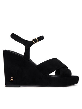 Tommy Hilfiger Tommy Hilfiger Sandály Suede Wrapped High Wedge FW0FW09218 Černá