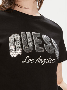 Guess Majica Ss Rn Sequins Logo T W4GI31 I3Z14 Črna Regular Fit