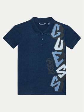 Guess Guess Тениска с яка и копчета L4GP02 K8GA0 Тъмносин Regular Fit