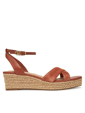 Tommy Hilfiger Tommy Hilfiger Espadrilky Leather & Suede Mid Wedge Espad FW0FW08804 Hnědá