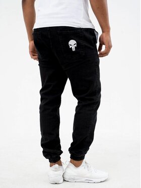 Marvel Marvel Spodnie materiałowe Spodnie Jeansowe Jogger Męskie Czarne Marvel Punisher Small XL Czarny Reglan Fit