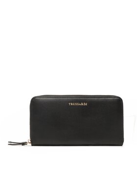 Trussardi Trussardi Duży Portfel Damski Metal Plate Zip 75W00350 Czarny