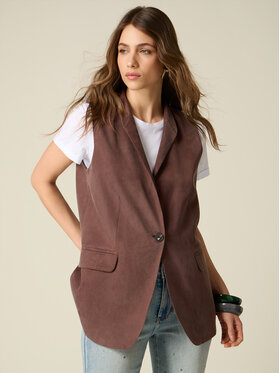 Oltre Oltre Gilet L024R000088N032 Marrone Baggy Fit