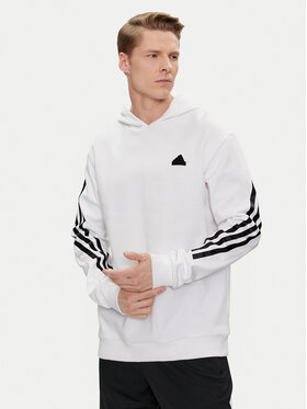 adidas adidas Džemperis ar kapuci Future Icons 3-Stripes Hoodie IC6720 Balts Regular Fit