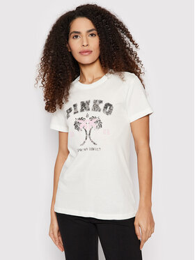Pinko Pinko T-Shirt Tivoli 1G178N Y6K7 Bílá Regular Fit
