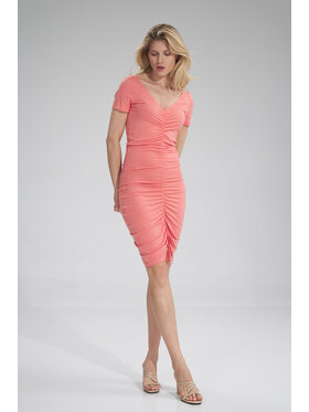FIGL FIGL Sukienka codzienna M786 Koralowy Fitted Fit
