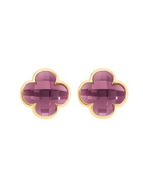 Lilou Lilou Kolczyki Mini Icons koniczyny, pozłacane Fioletowy