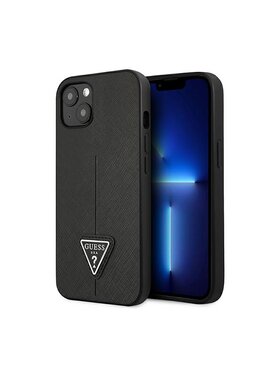 Guess Guess Etui na telefon Saffiano Triangle Logo Case Czarny