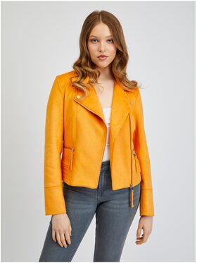 Orsay Orsay Kurtka skórzana 845022242000__38 Pomarańczowy Regular Fit