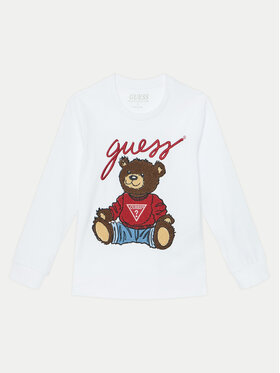 Guess Guess Bluză L5RI32 K8HM4 Alb Regular Fit