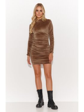 Makadamia Makadamia Sukienka koktajlowa M807 Brązowy Slim Fit