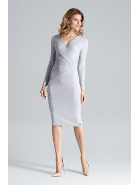 FIGL FIGL Šaty M637 Šedá Slim Fit