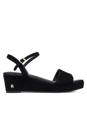 Tommy Hilfiger Tommy Hilfiger Szandál Suede Wrapped Mid Wedge FW0FW09235 Fekete