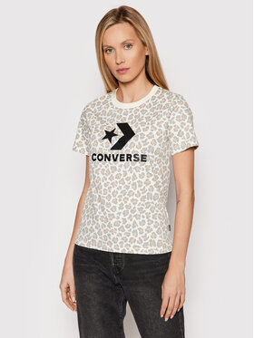 Converse Converse T-Shirt Center Front Star Chevron Leopard 10022364-A01 Beżowy Regular Fit