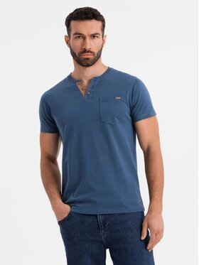 Ombre Ombre T-Shirt OM-TSCT-0206 Niebieski Regular Fit