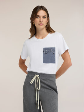 Motivi Motivi T-Shirt G085W003925N011 Biały Boxy Fit