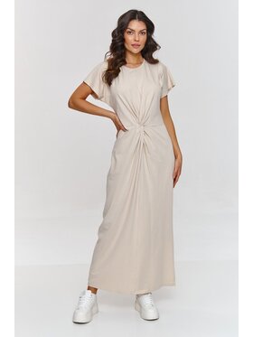 Makadamia Makadamia Sukienka dzianinowa m878 Beżowy Loose Fit