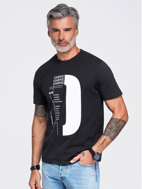 Ombre Ombre T-Shirt OM-TSPT-0299 Czarny Regular Fit
