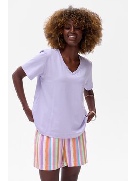 blue shadow blue shadow T-Shirt Mango Fioletowy Regular Fit