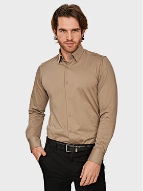 Evenemen Evenemen Koszula Stickat Beżowy Slim Fit