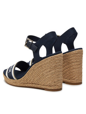 Tommy Hilfiger Espadrile Mono Webbing High Wedge Sandal FW0FW08046 Mornarsko Modra