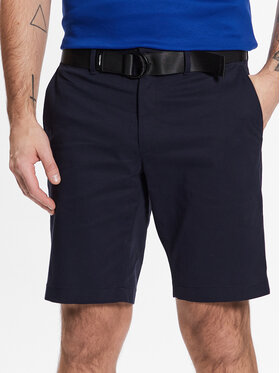 Calvin Klein Calvin Klein Bavlnené šortky Modern Twill Slim Shorts Belt K10K111788 Tmavomodrá Slim Fit