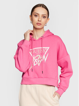 Guess Guess Majica dugih rukava Icon W3RQ03 KB683 Ružičasta Relaxed Fit