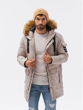 Ombre Ombre Kurtka zimowa OM-JALJ-0132 Beżowy Regular Fit