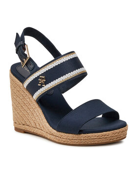 Tommy Hilfiger Espadrile Webbing High Wedge Sandal FW0FW08045 Mornarsko Modra