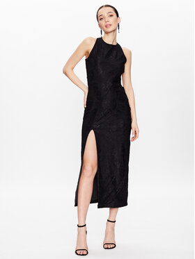 ROTATE ROTATE Abito da cocktail Mesh Lace Slit RT2496 Nero Slim Fit