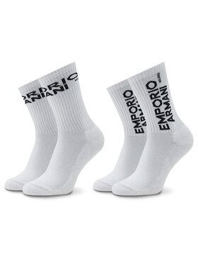 Emporio Armani Emporio Armani Súprava 2 párov vysokých pánskych ponožiek 303122 2F328 00010 Biela