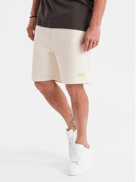 Ombre Ombre Szorty materiałowe OU-SRBC-0101 Écru Loose Fit
