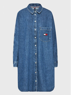 Tommy Jeans Curve Tommy Jeans Curve Дънкова рокля Boyfriend DW0DW15083 Син Relaxed Fit