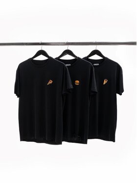 MyStars MyStars Komplet t-shirtów Zestaw 3 T-Shirtów Czarnych MyStars Fast Food kebab pizza burger tortilla L Czarny Regular Fit