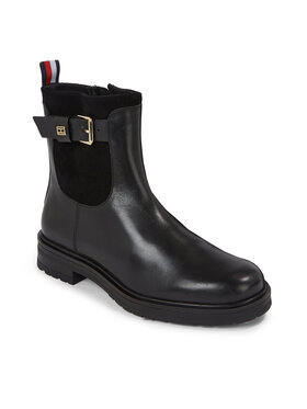 Tommy Hilfiger Tommy Hilfiger Botki Thermo Material Mix Belt Bootie FW0FW07477 Czarny