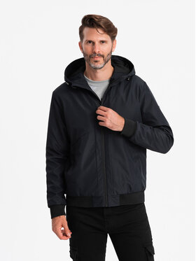 Ombre Ombre Kurtka przejściowa OM-JANP-0149 Czarny Regular Fit